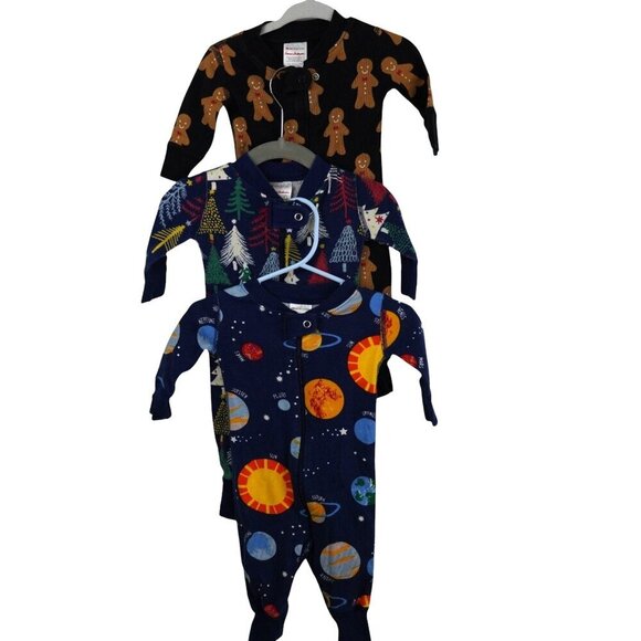 Bundle‎ Hanna Andersson Baby Footed Sleepers Size  0-3M Winter Holiday - Picture 1 of 9